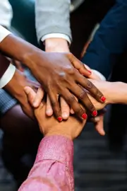 Photo of a handshake between members of the Ordertracker team